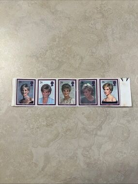 Vintage Princess Diana Commemorative Stamp Strip Set of 5 - Unused